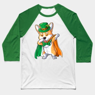 Dabbing Corgi St Patricks Day Boys Leprechaun Irish Baseball T-Shirt